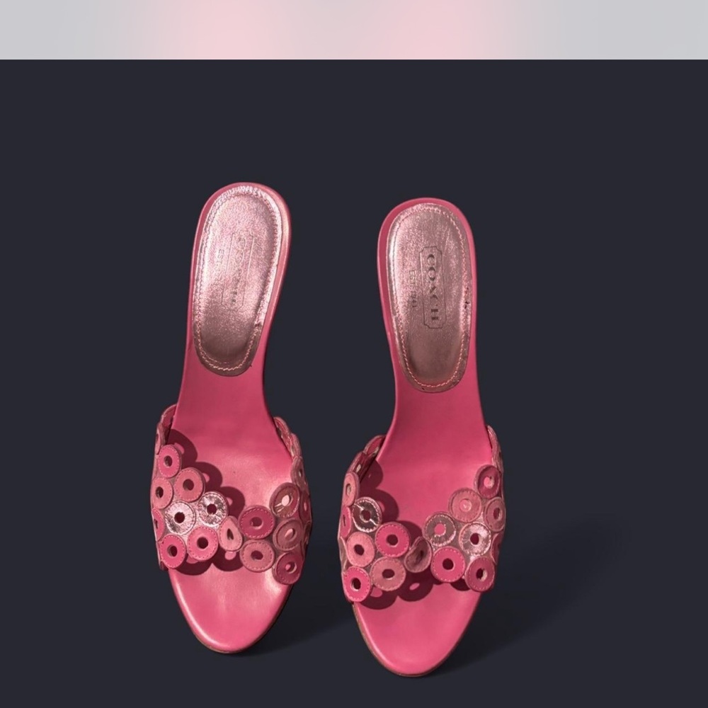 Coach Pink Laser-Cut Mules